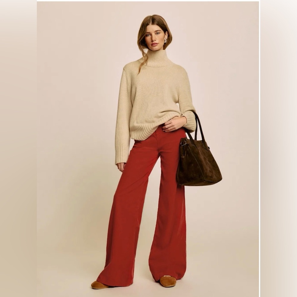 Reformation Eden Wide Leg Corduroy Pants Red Size 31 NWT